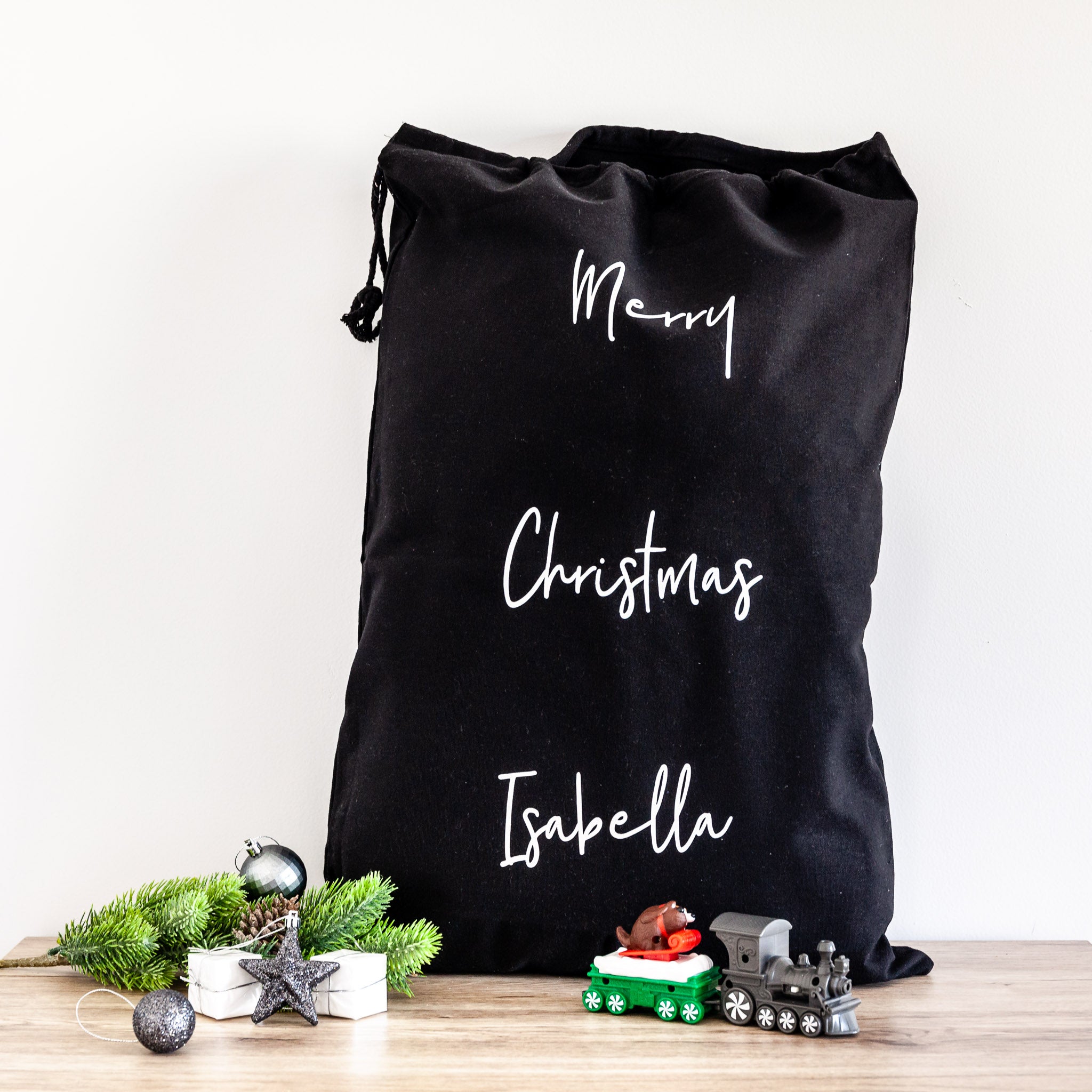 Fabric Santa Sack with Tag - PLD