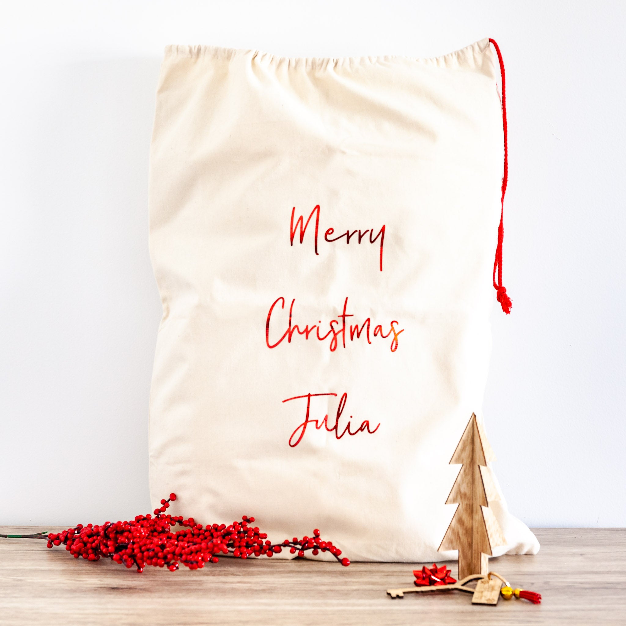 Fabric Santa Sack with Tag - PLD