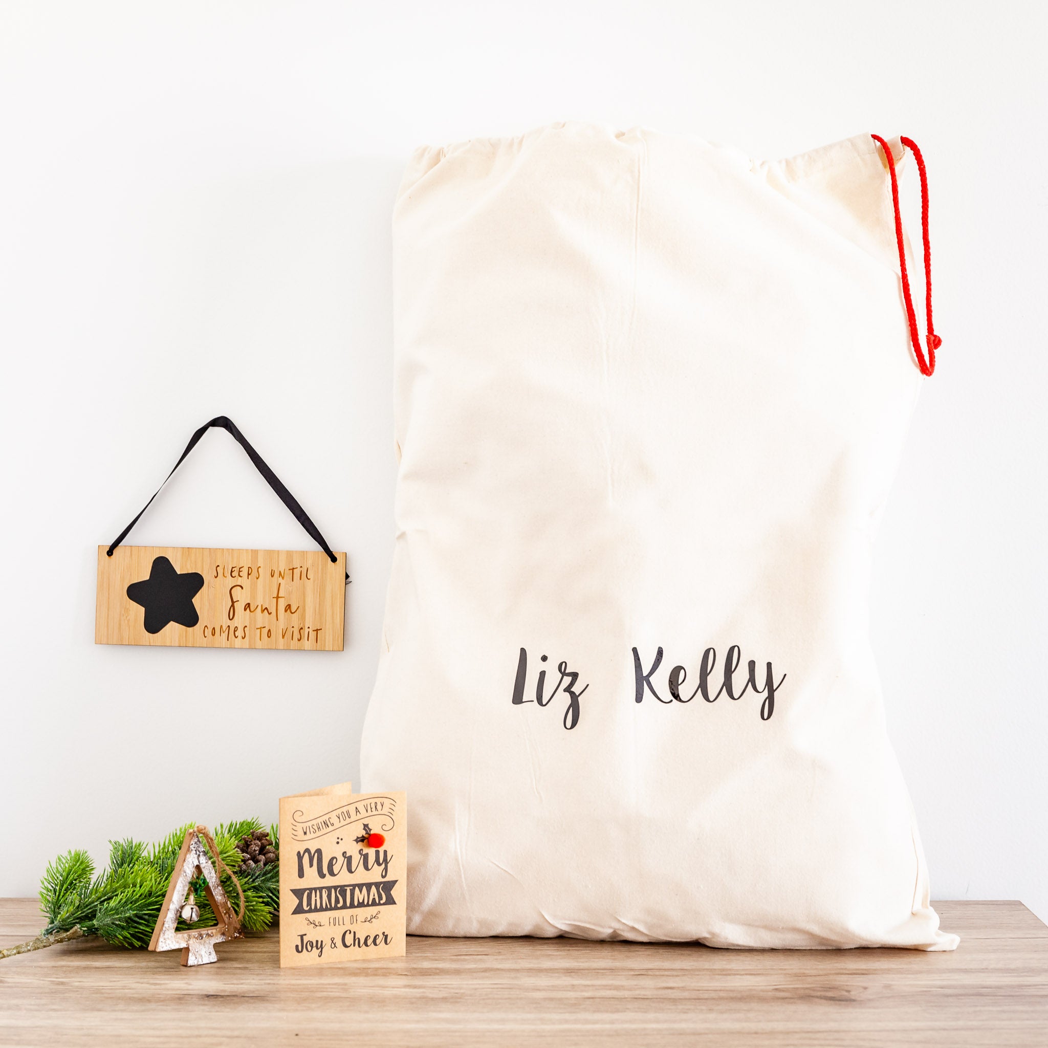 Fabric Santa Sack with Tag - PLD