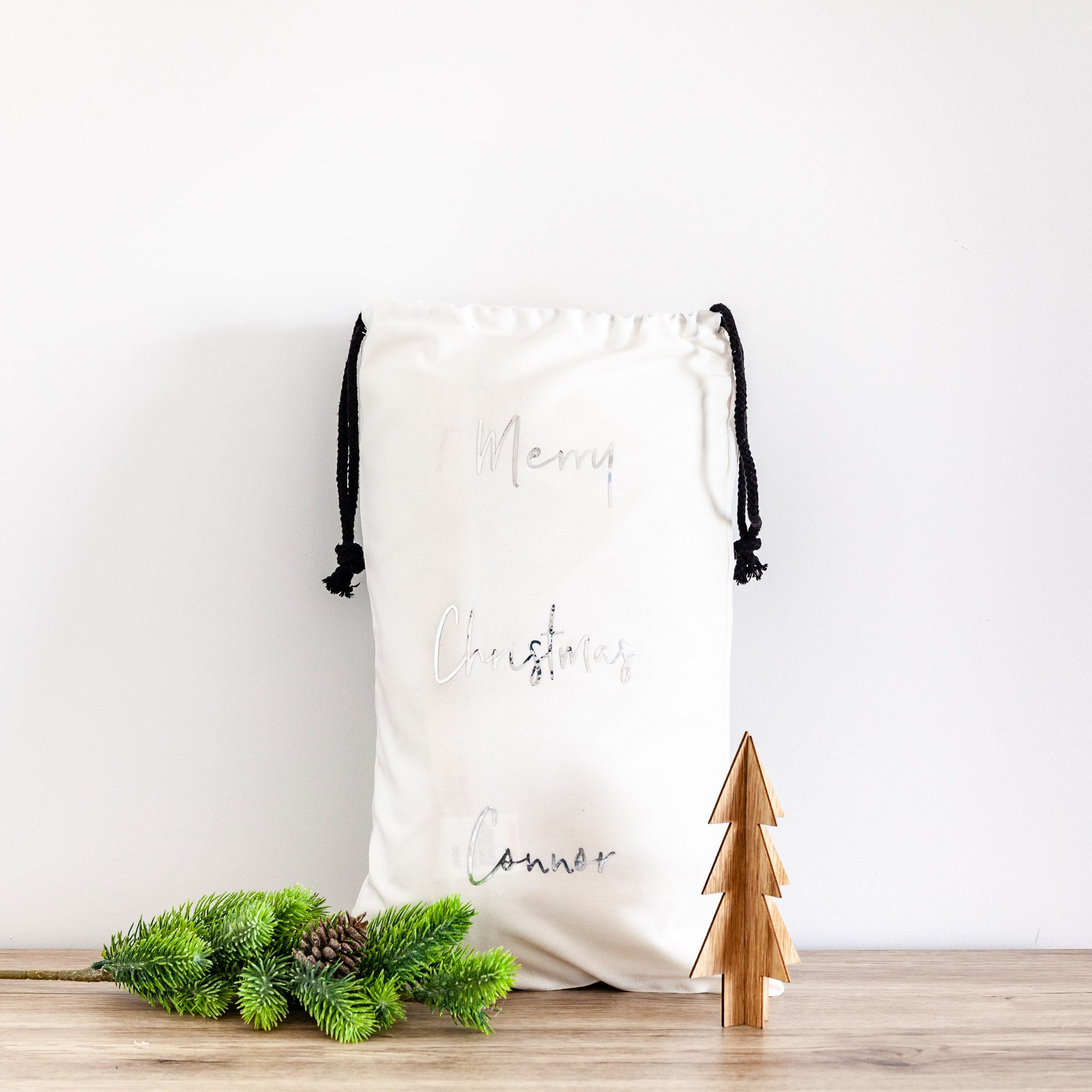 Fabric Santa Sack with Tag - PLD