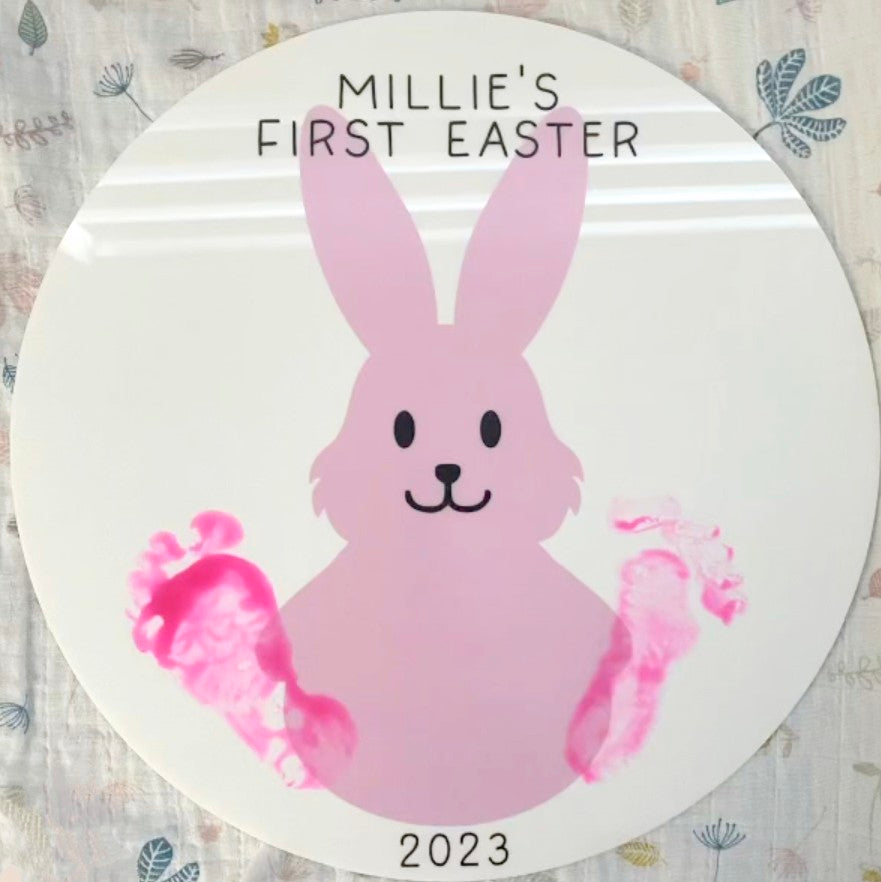 Easter Bunny Footprint Plaque