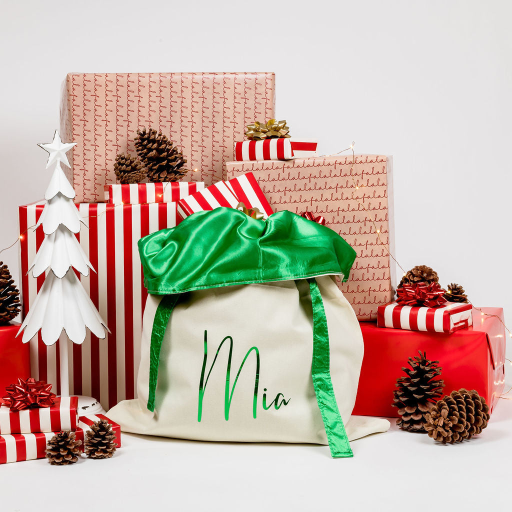 Satin Lined Christmas Santa Sacks with Tag - PLD