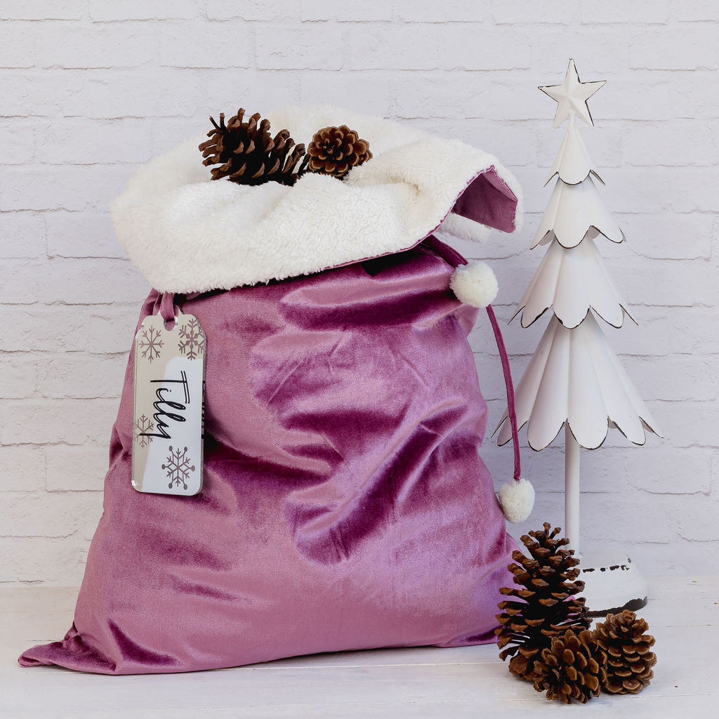 Velvet Santa Sack with Tag - PLD