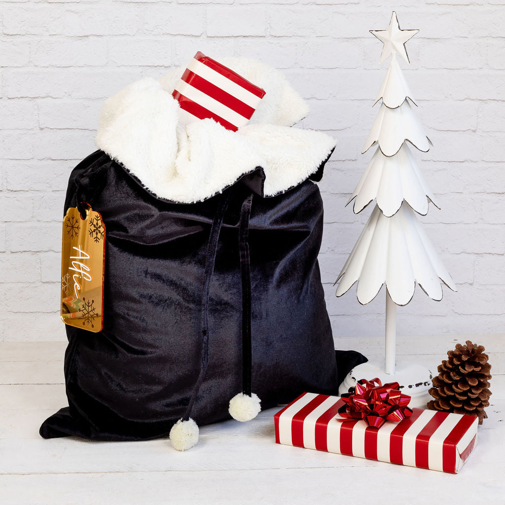 Velvet Santa Sack with Tag - PLD