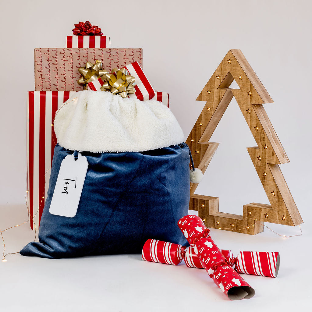 Velvet Santa Sack with Tag - PLD