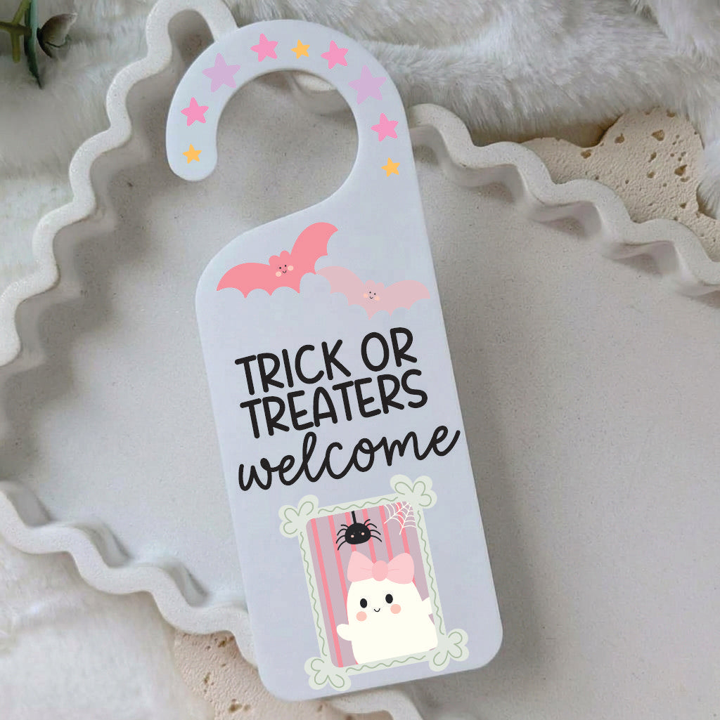 Halloween Double Sided Door Handle Sign - Ghost
