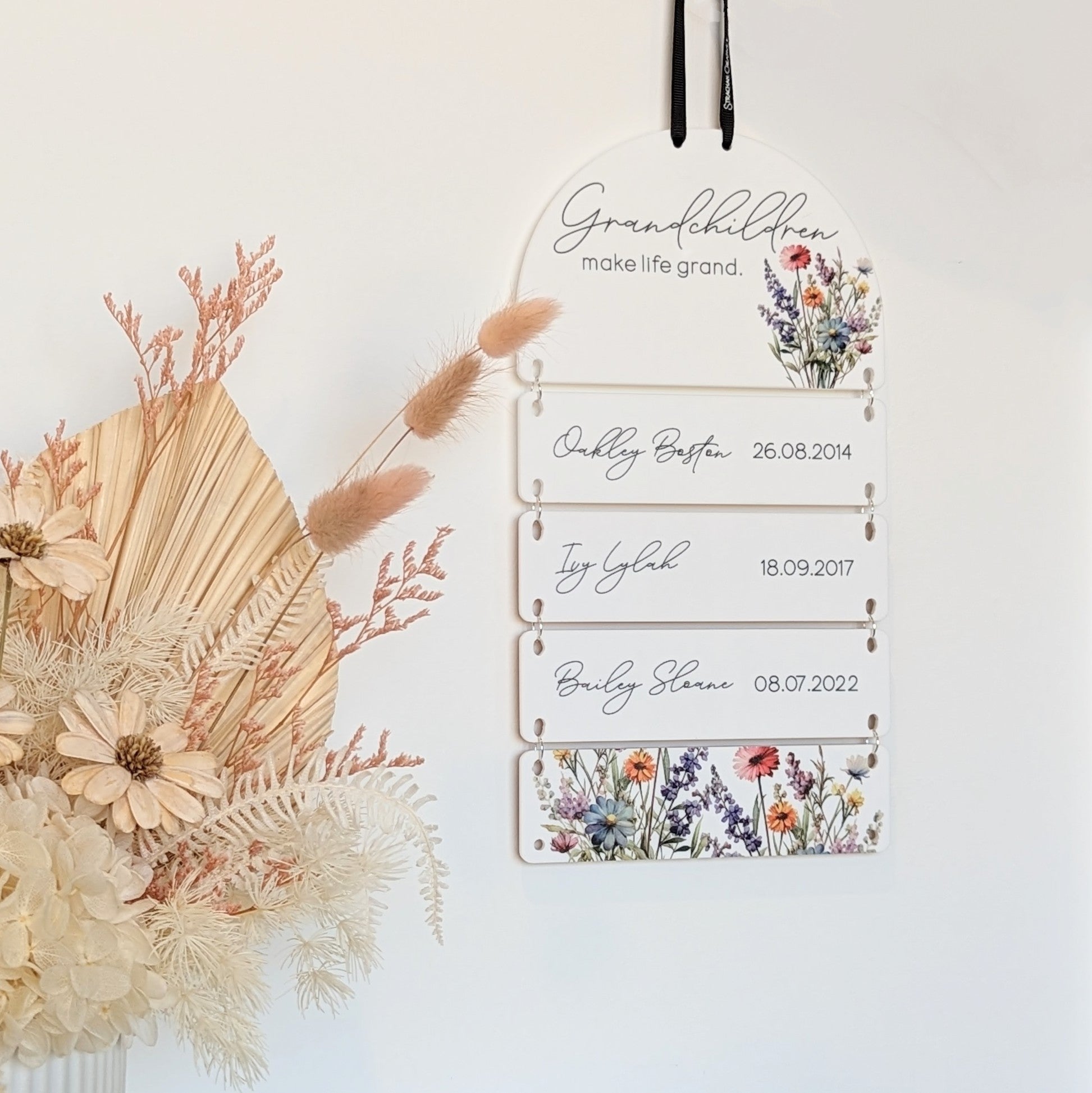 Hanging Family Plaque - Wildflower Design