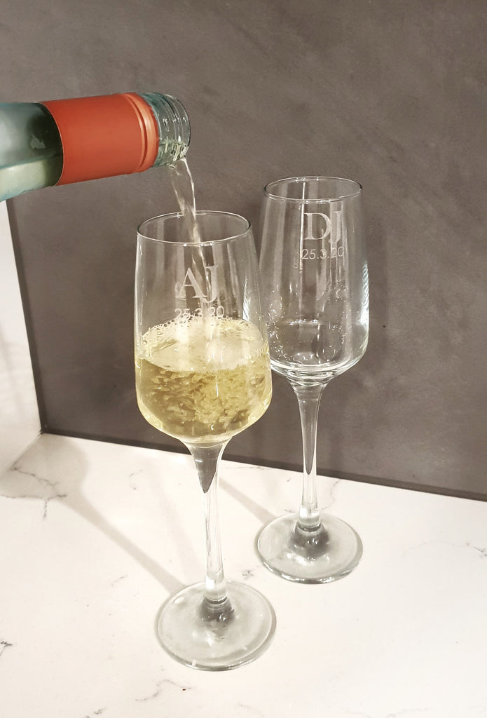 Initials & Date Champagne Glass