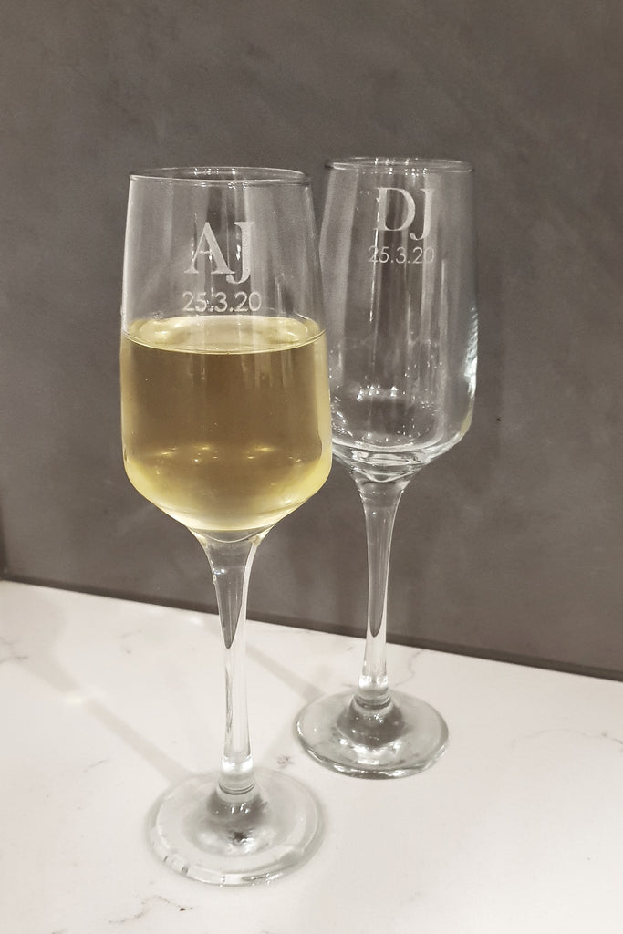 Initials & Date Champagne Glass