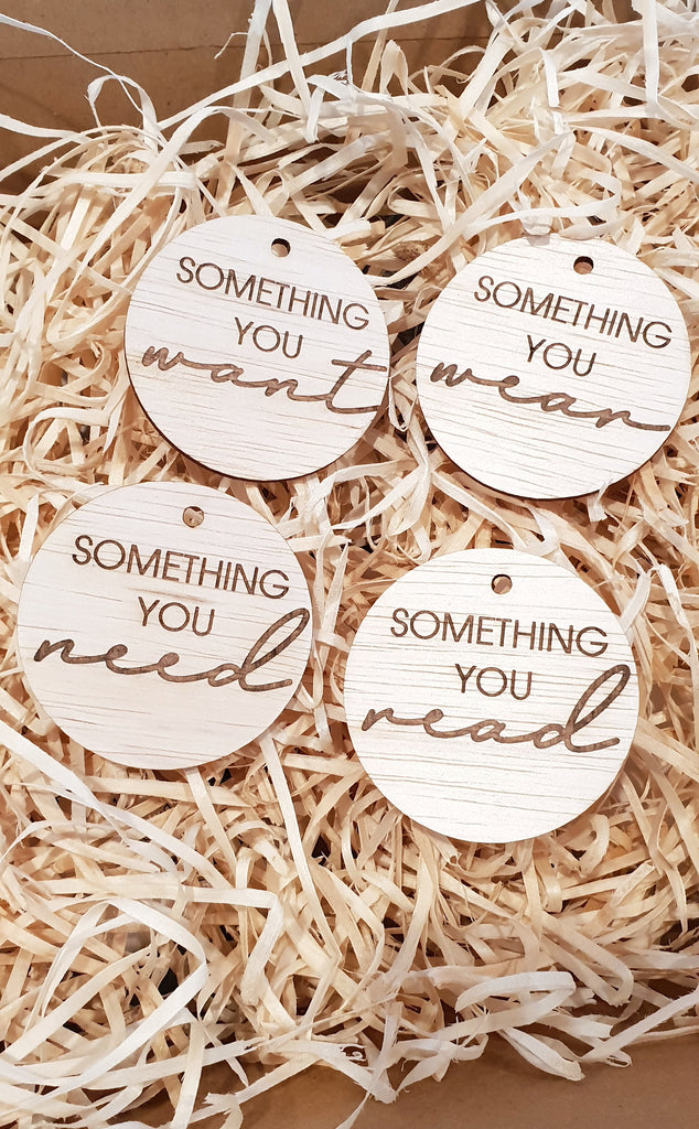 Want, Need, Wear, Read - Circle Gifting Tags