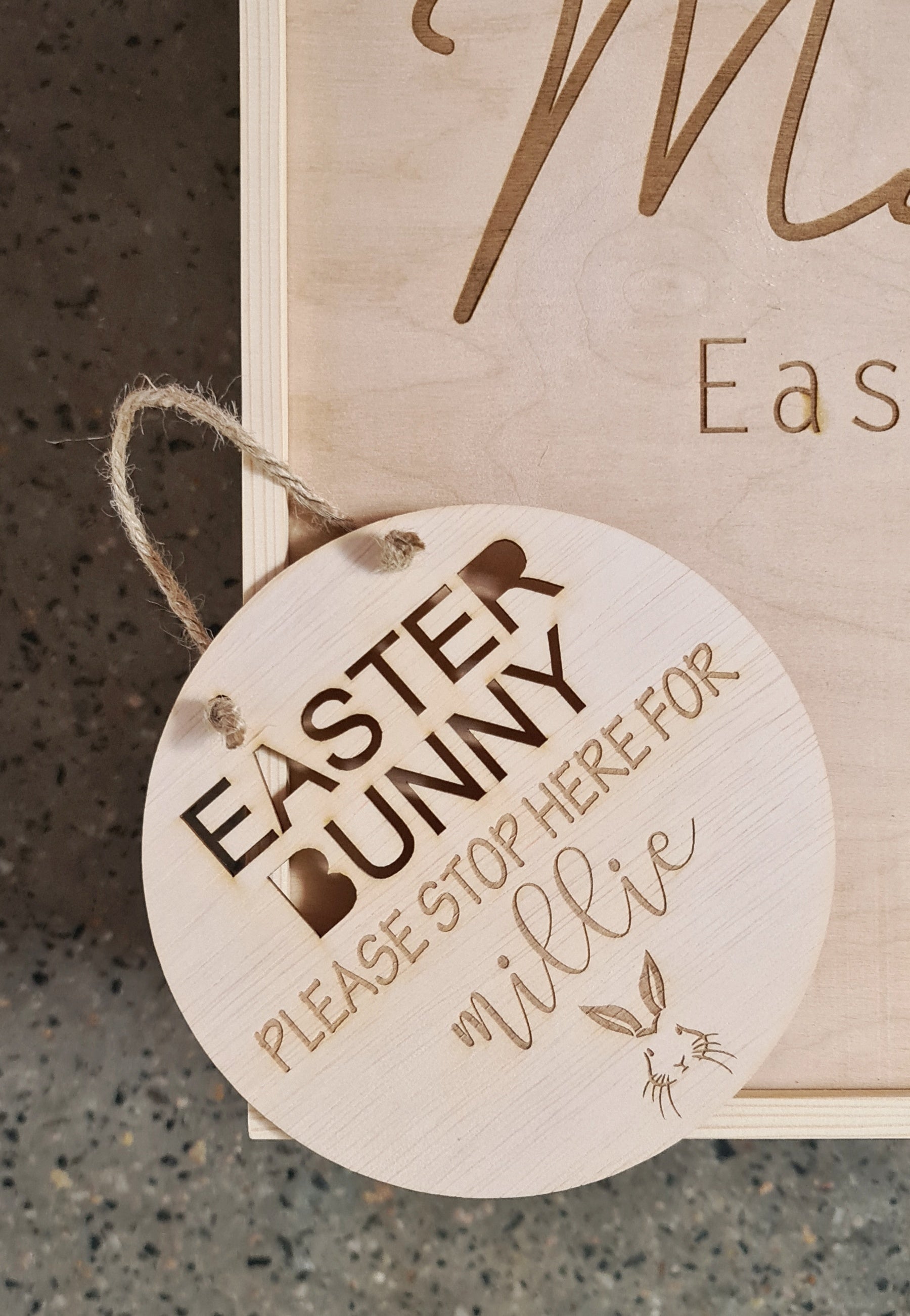 Easter Bunny Please Stop Here - Wooden Sign