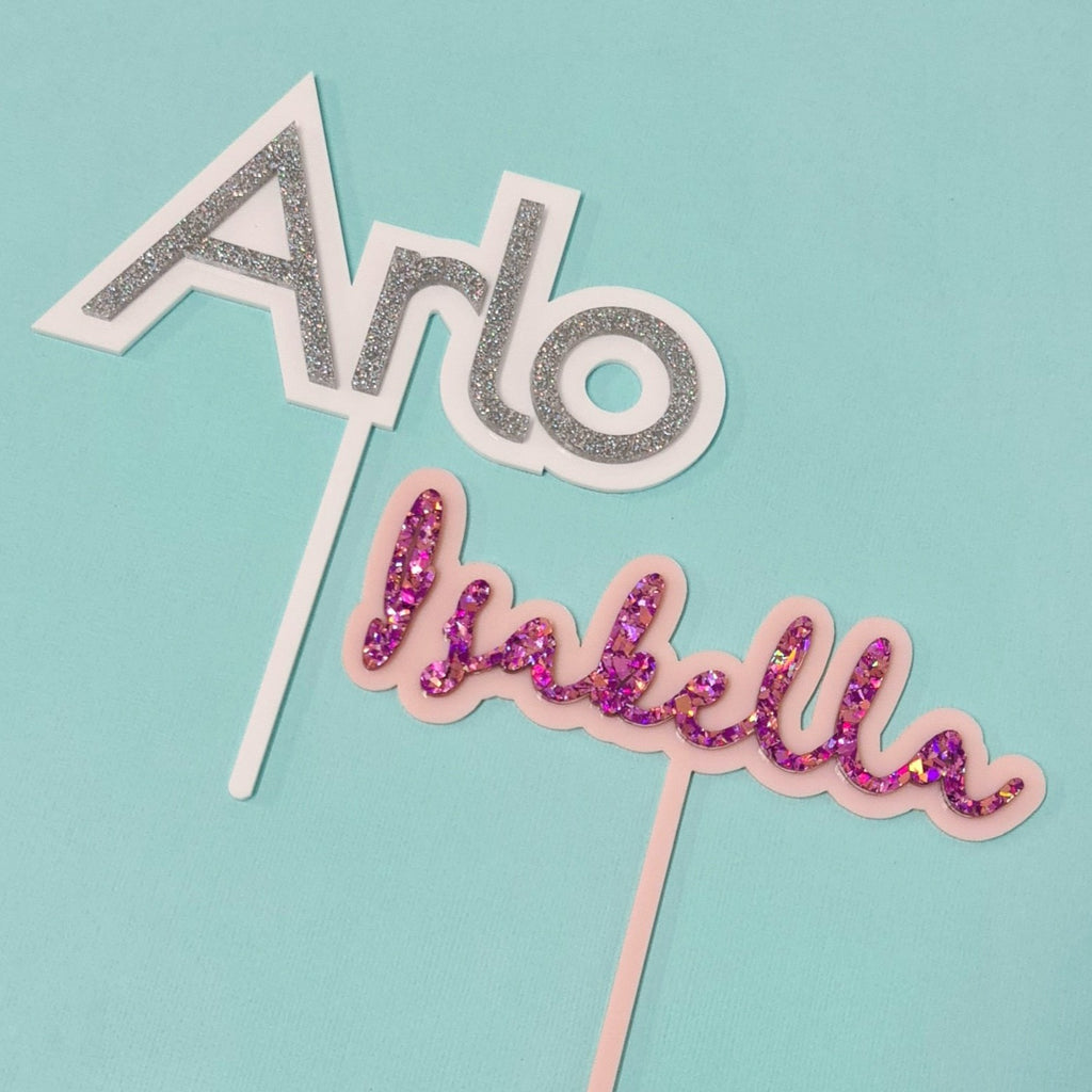 2 Layer Cake Topper - ONE NAME / WORD ONLY