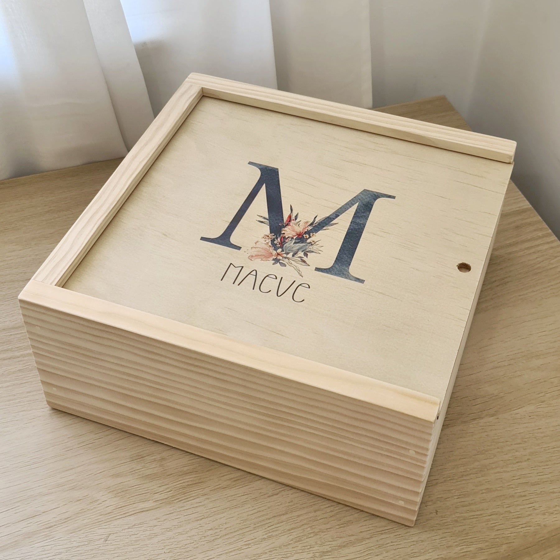 Blue Floral Letters Keepsake Box