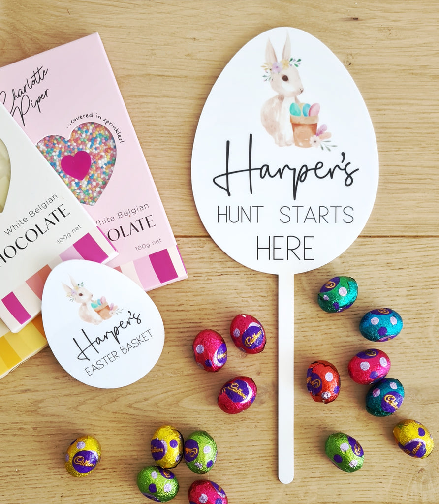 Egg Hunt Sign - Acrylic Bunny Design