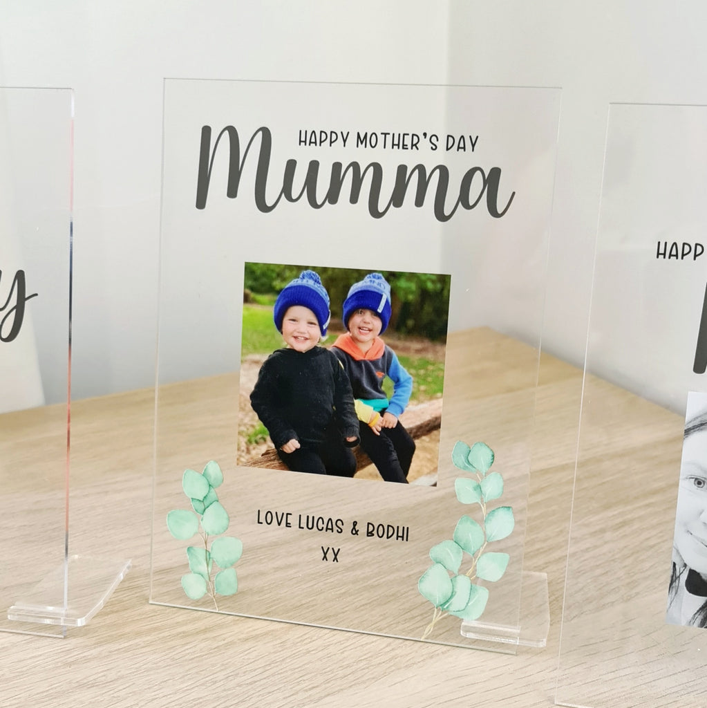Printed Mothers Day Photo Plaque - Eucalyptus Leaves