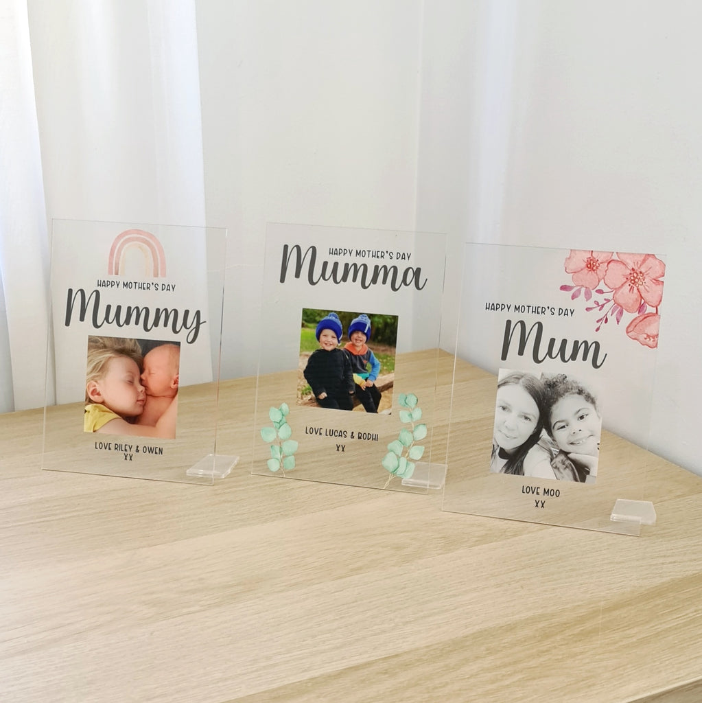 Printed Mothers Day Photo Plaque - Rainbow