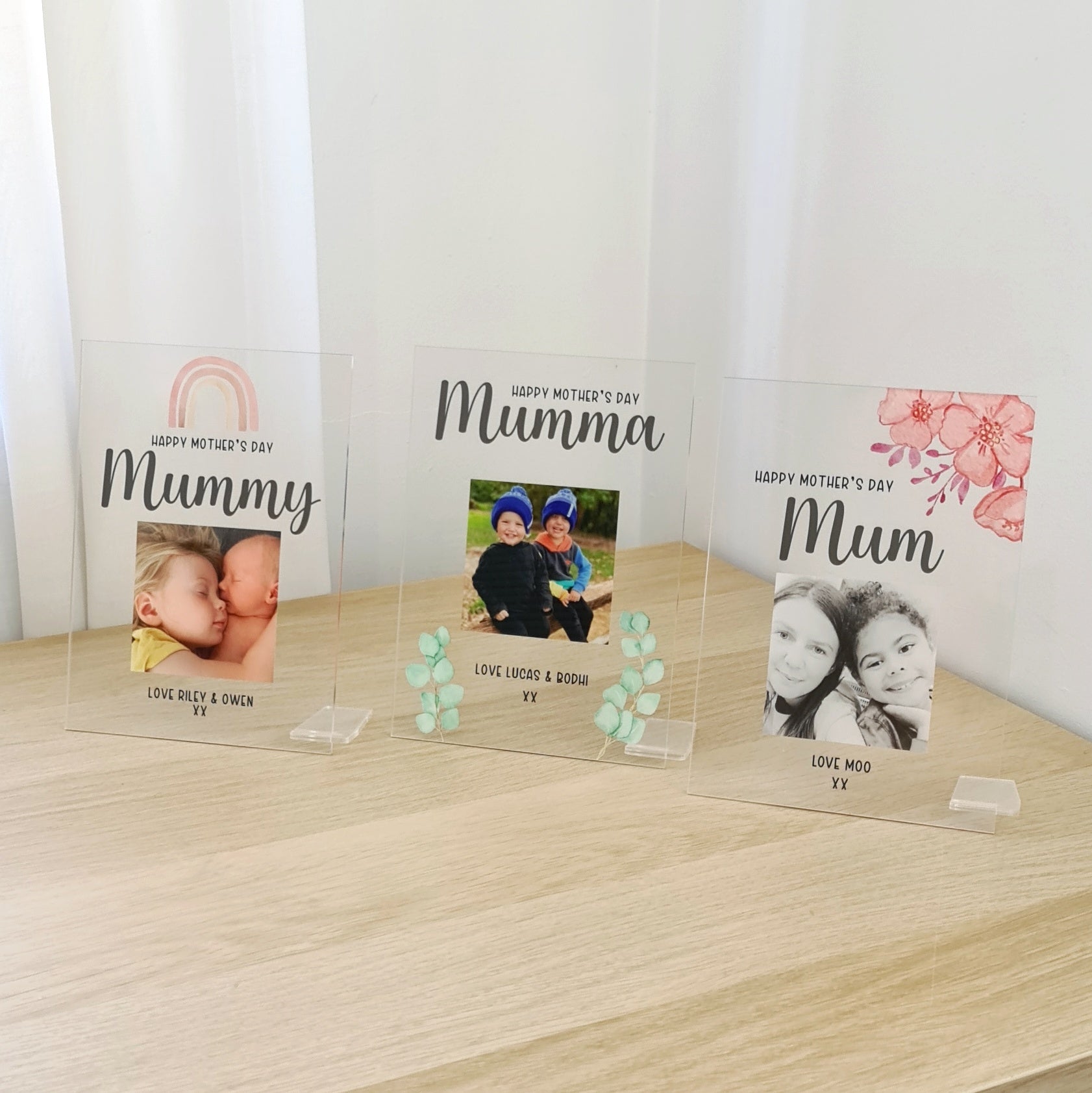 Printed Mothers Day Photo Plaque - Pink Florals