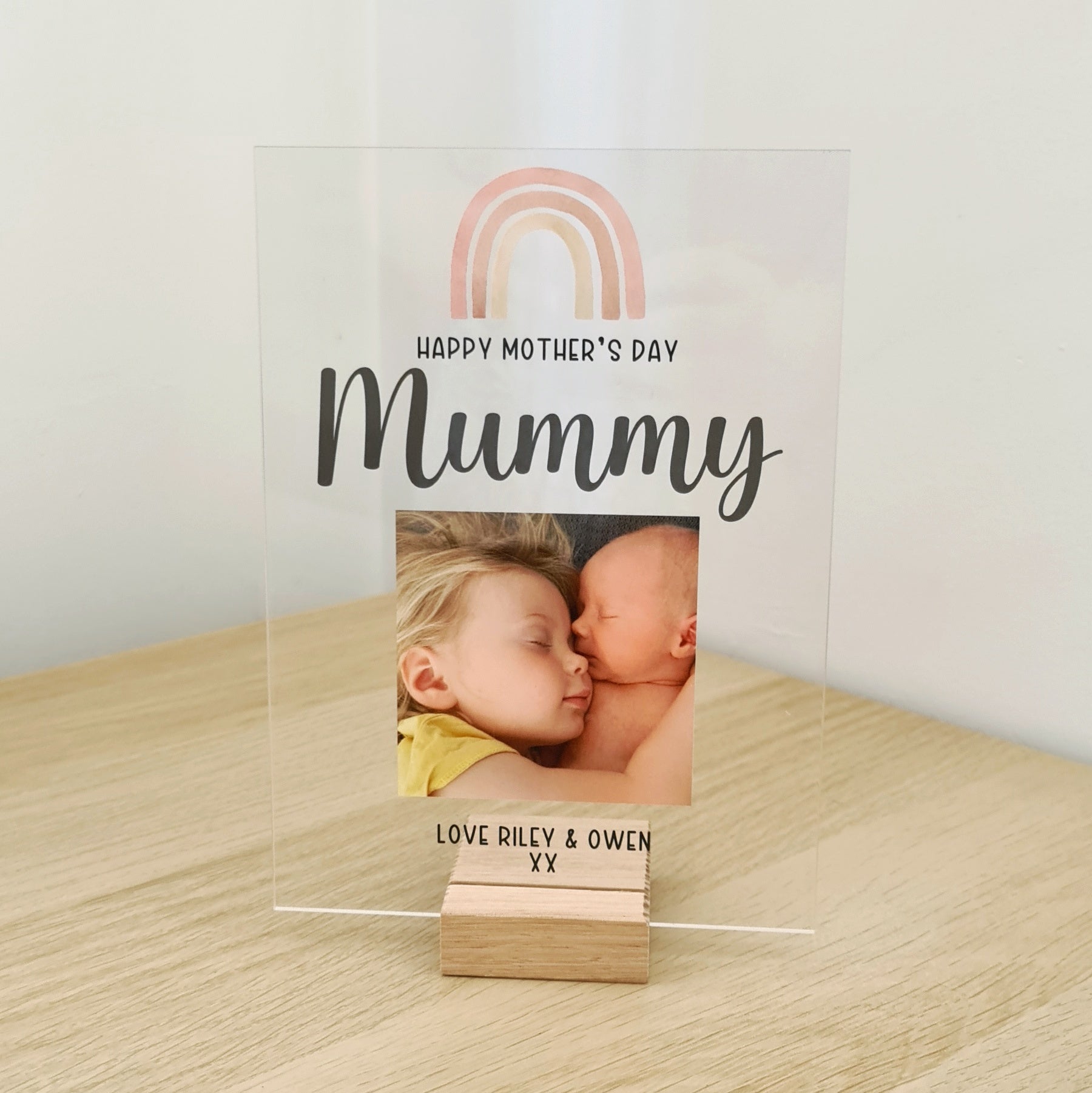 Printed Mothers Day Photo Plaque - Rainbow