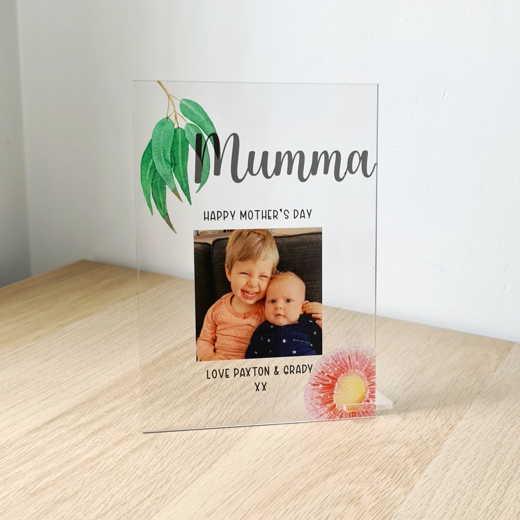 Printed Mothers Day Photo Plaque - Eucalyptus Flower