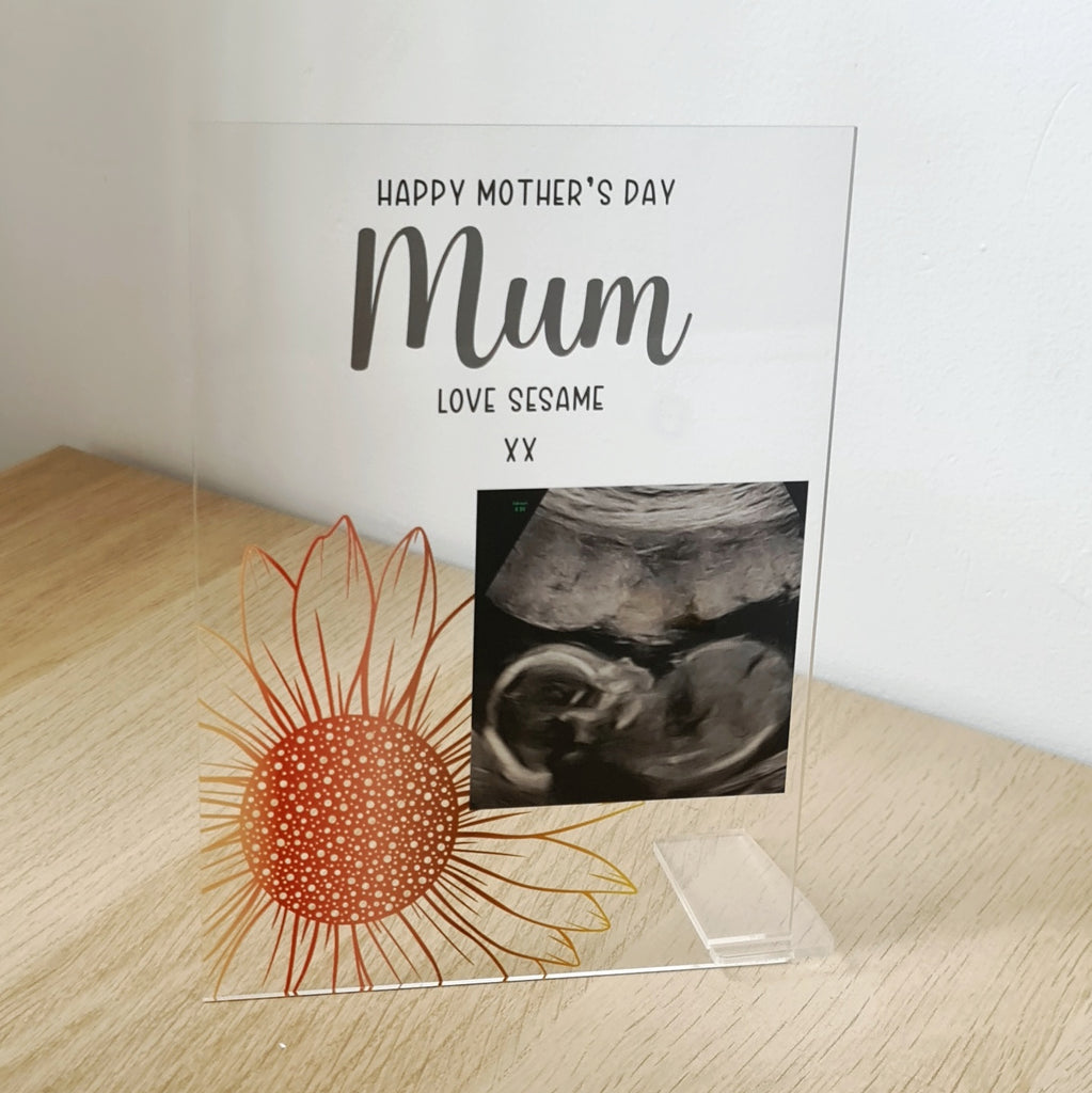 Printed Mothers Day Photo Plaque - Sunflower