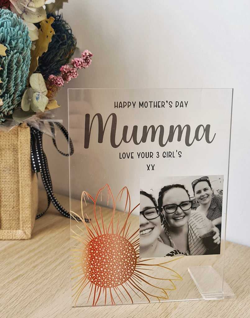 Printed Mothers Day Photo Plaque - Sunflower