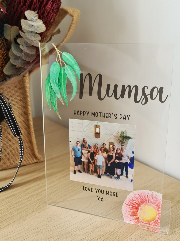 Printed Mothers Day Photo Plaque - Eucalyptus Flower