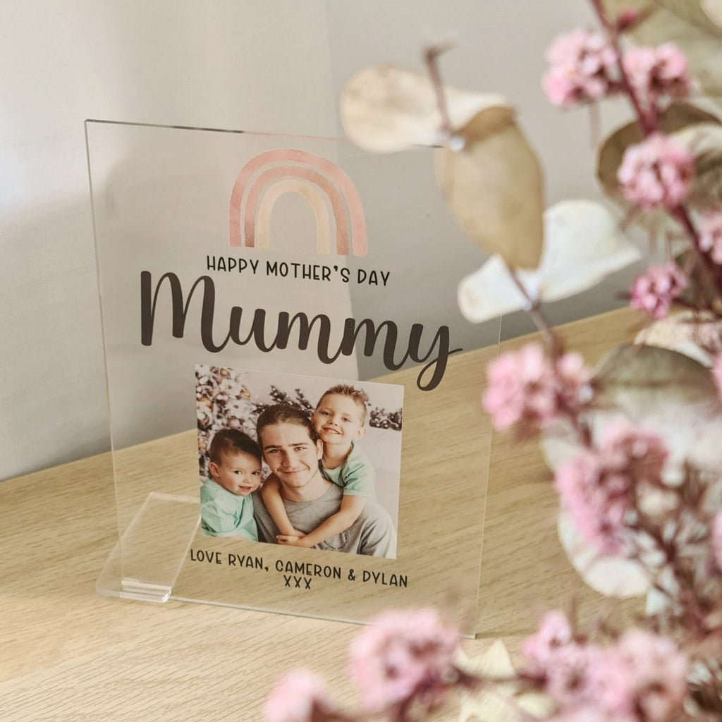 Printed Mothers Day Photo Plaque - Rainbow