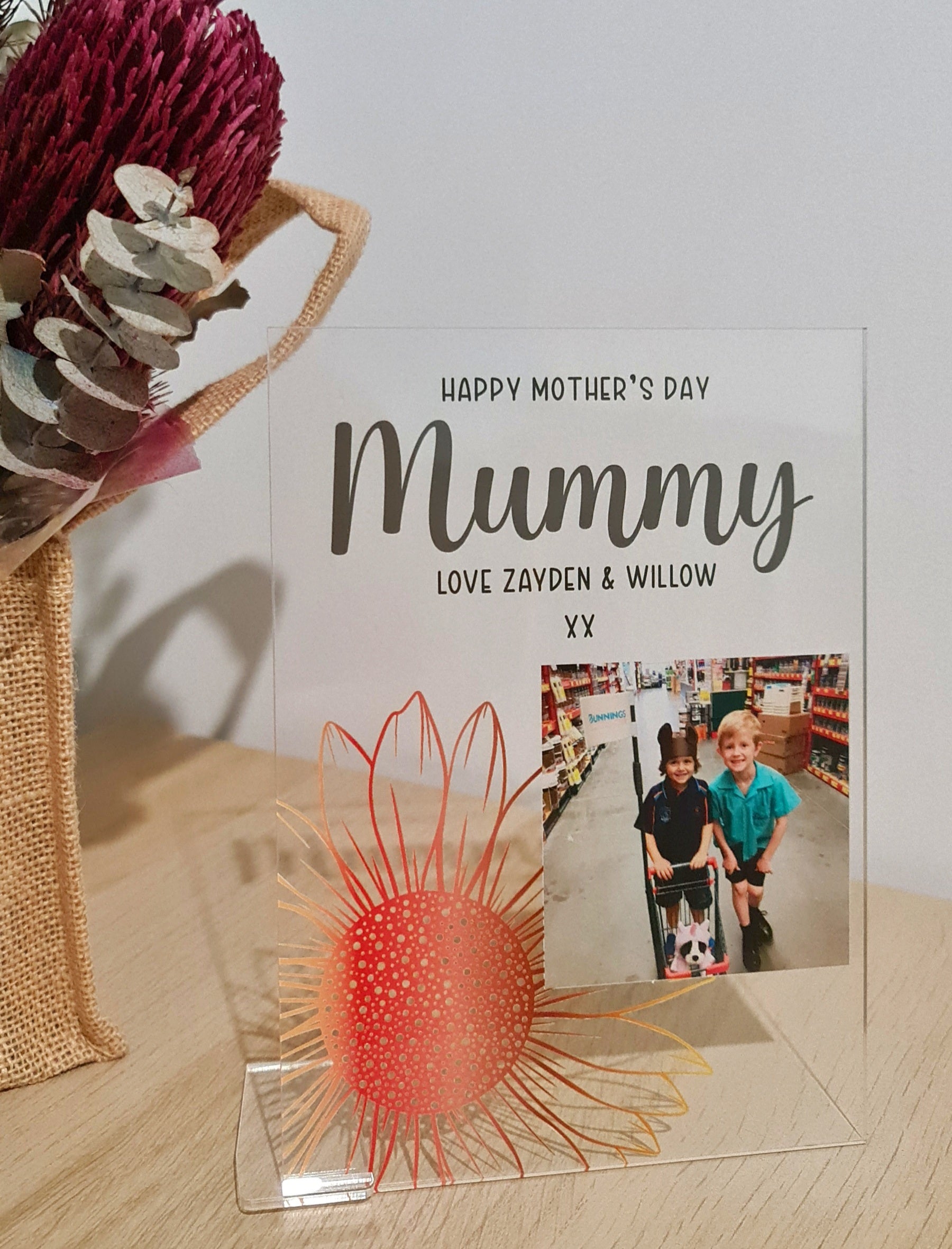 Printed Mothers Day Photo Plaque - Sunflower