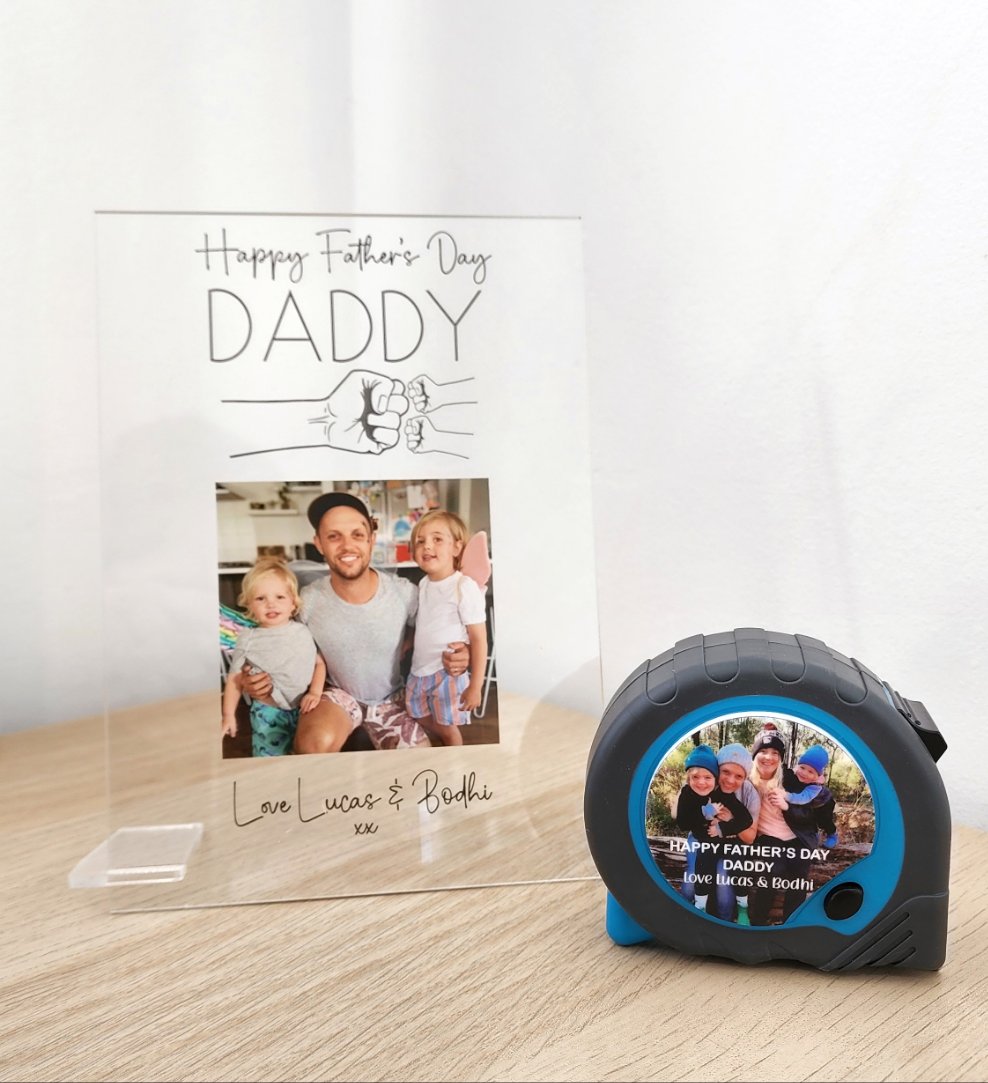 Printed Fathers Day Photo Plaque - Fist Bump