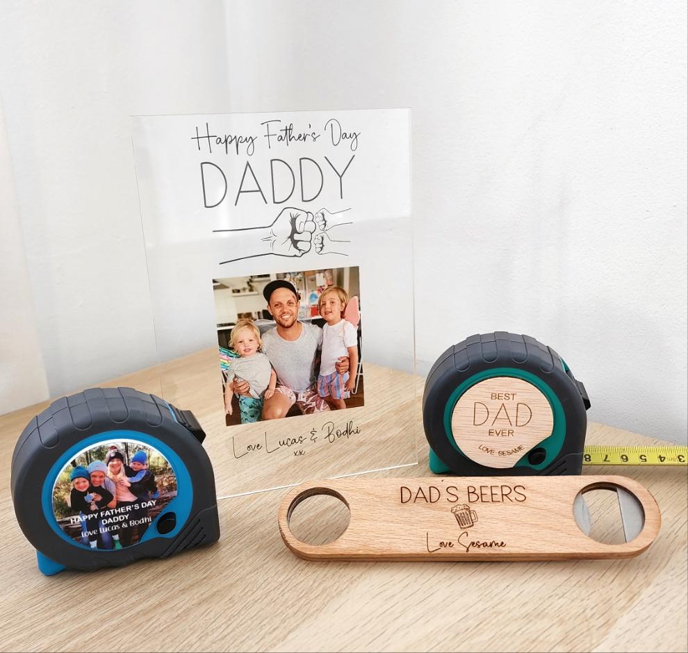 Printed Fathers Day Photo Plaque - Fist Bump