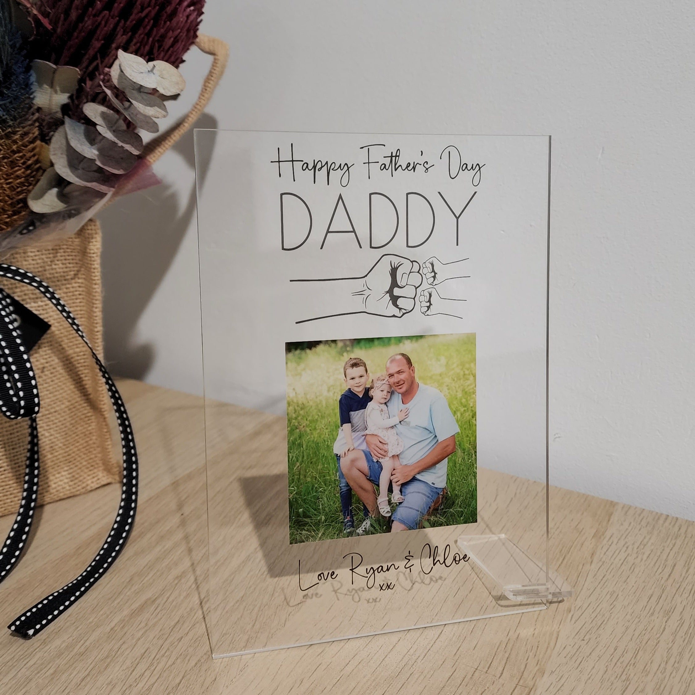 Printed Fathers Day Photo Plaque - Fist Bump