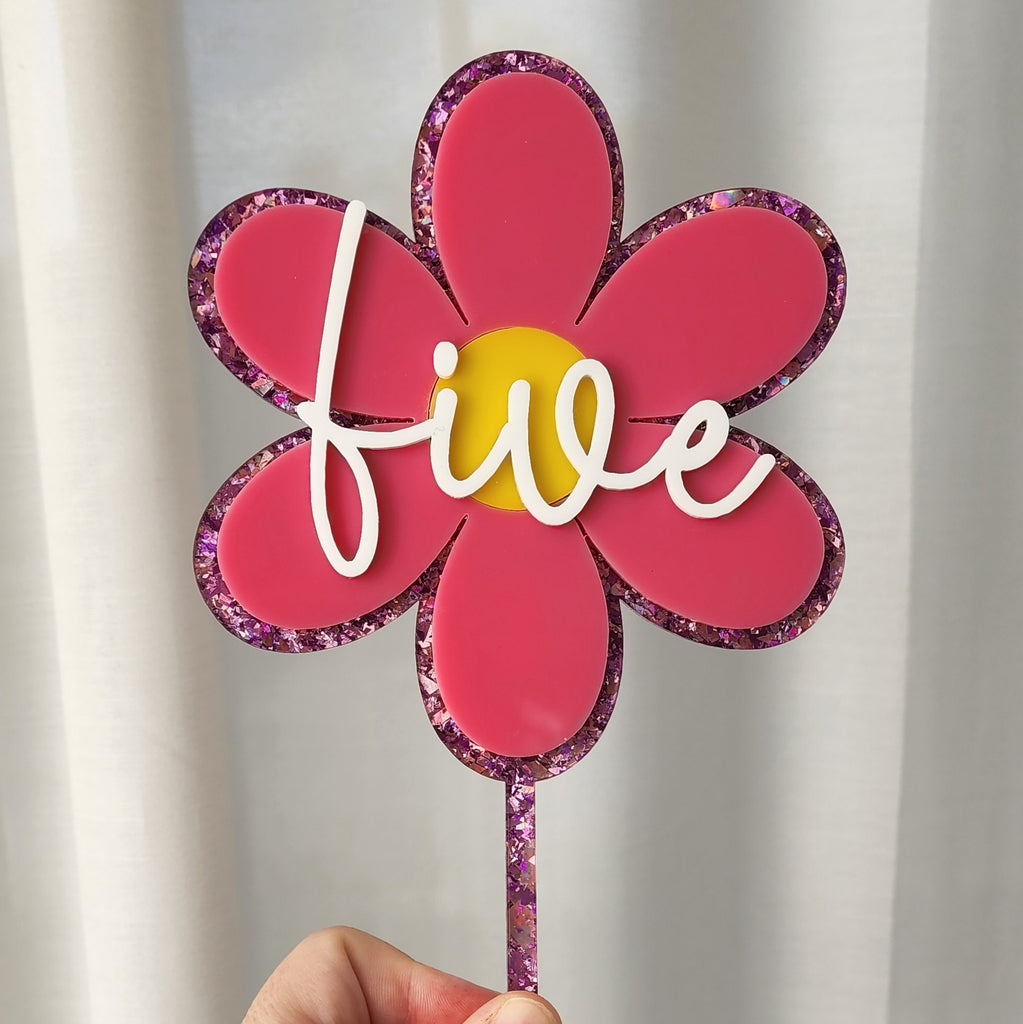 3 Layer Flower Cake Topper - Age