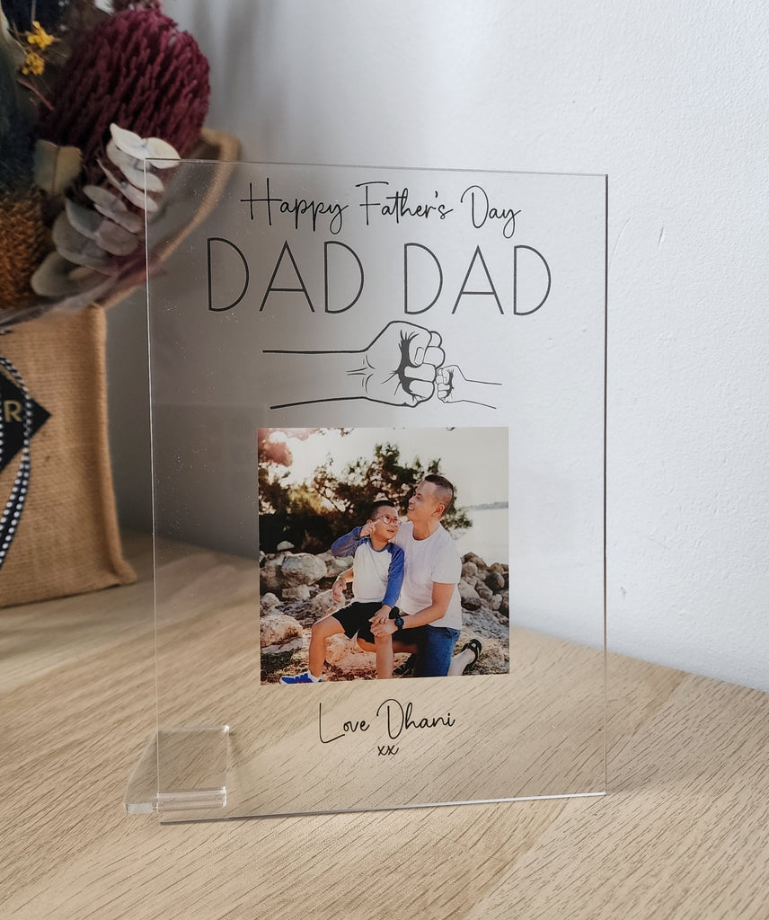 Printed Fathers Day Photo Plaque - Fist Bump