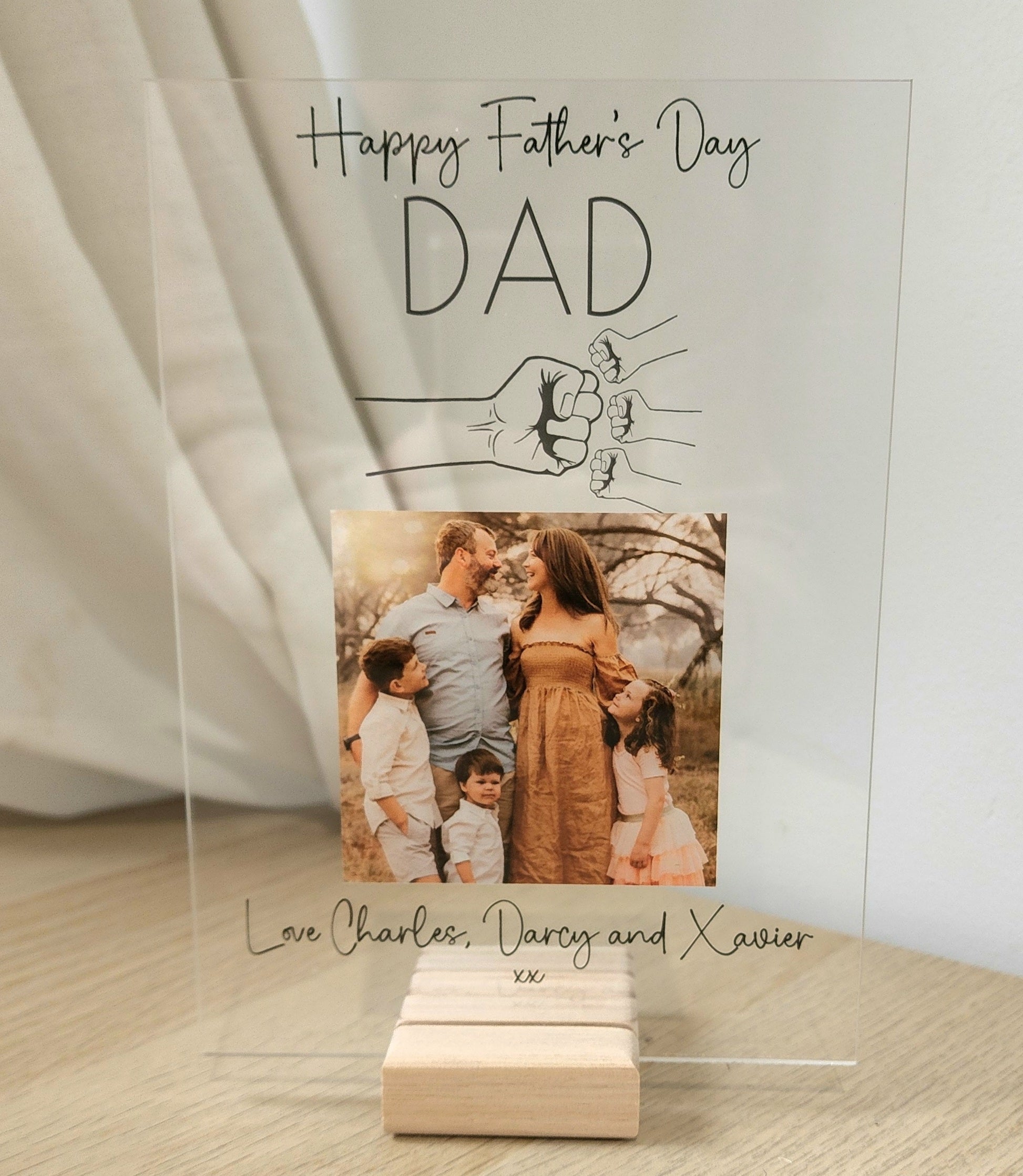 Printed Fathers Day Photo Plaque - Fist Bump