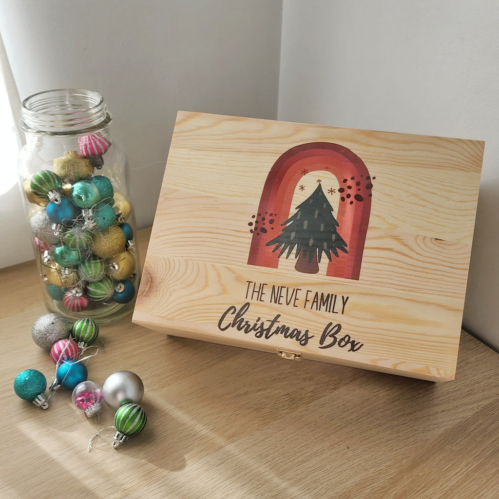Earthy Rainbow Printed Christmas Box
