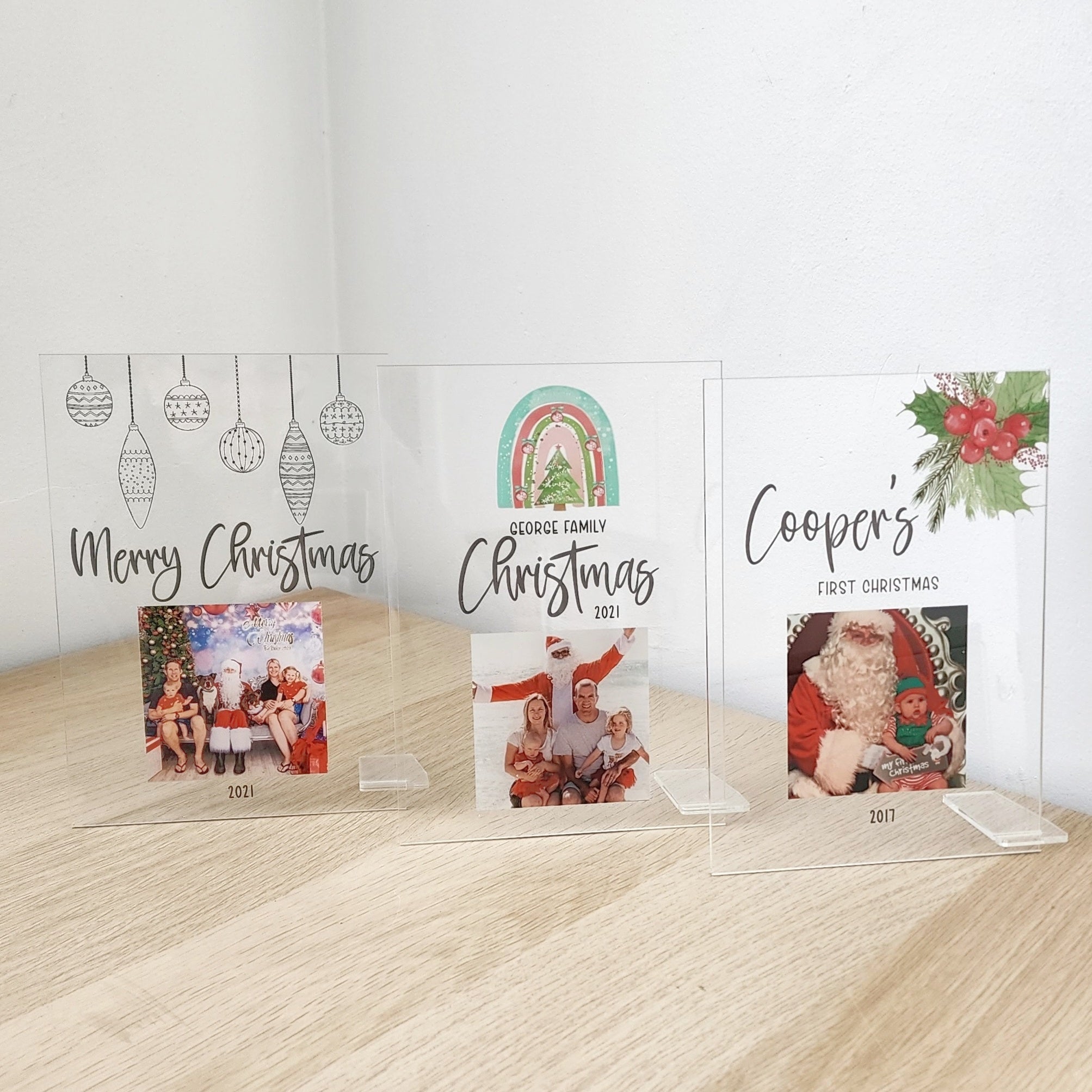 Printed Christmas Photo Plaque - Hanging Baubles