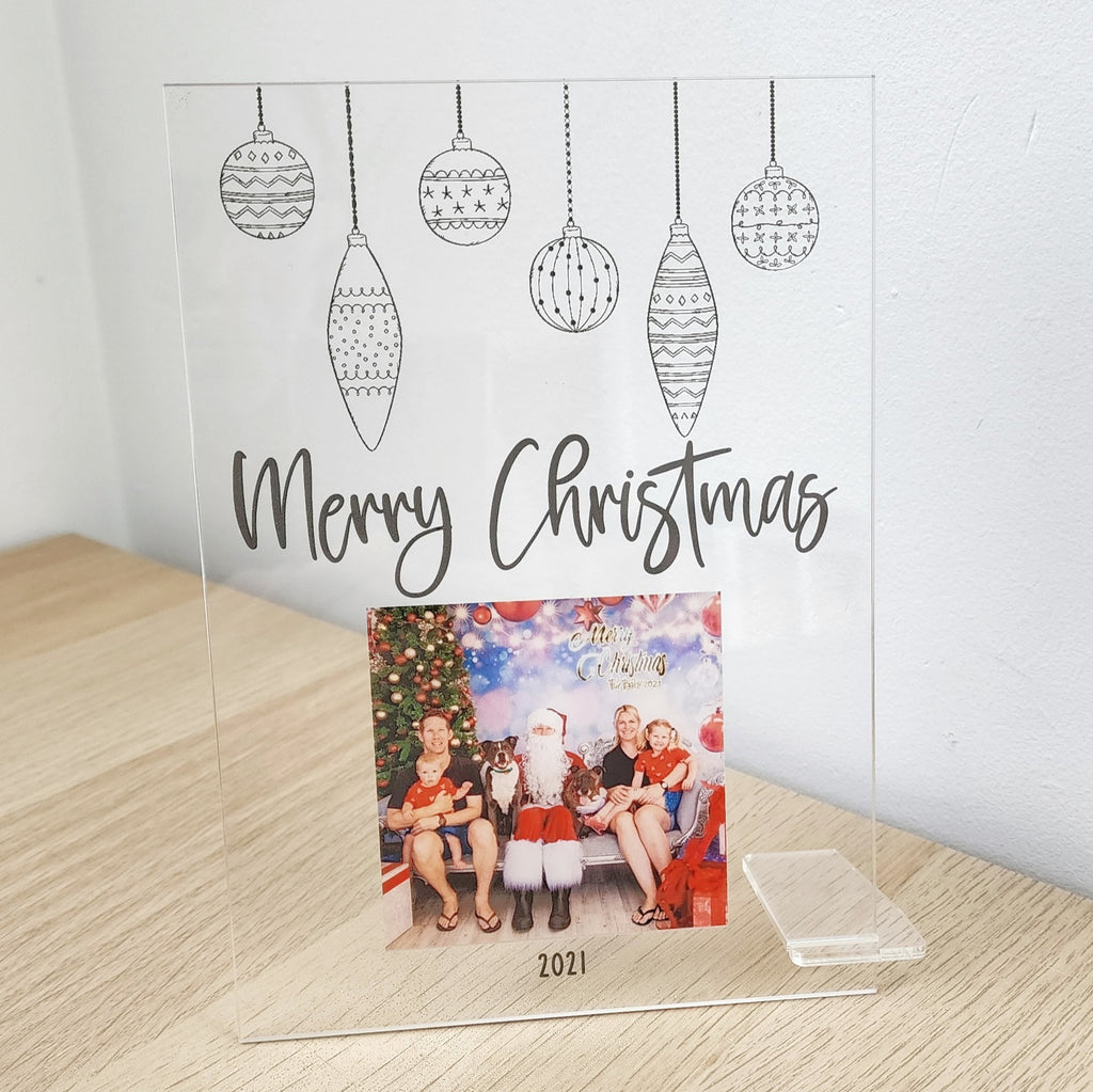 Printed Christmas Photo Plaque - Hanging Baubles