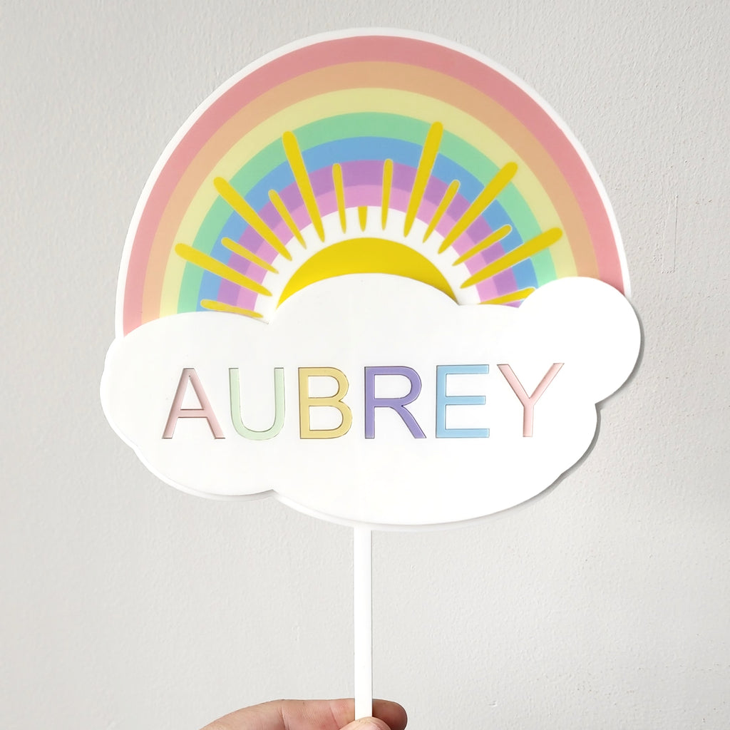 2 Layer Cloudy Rainbow Cake Topper