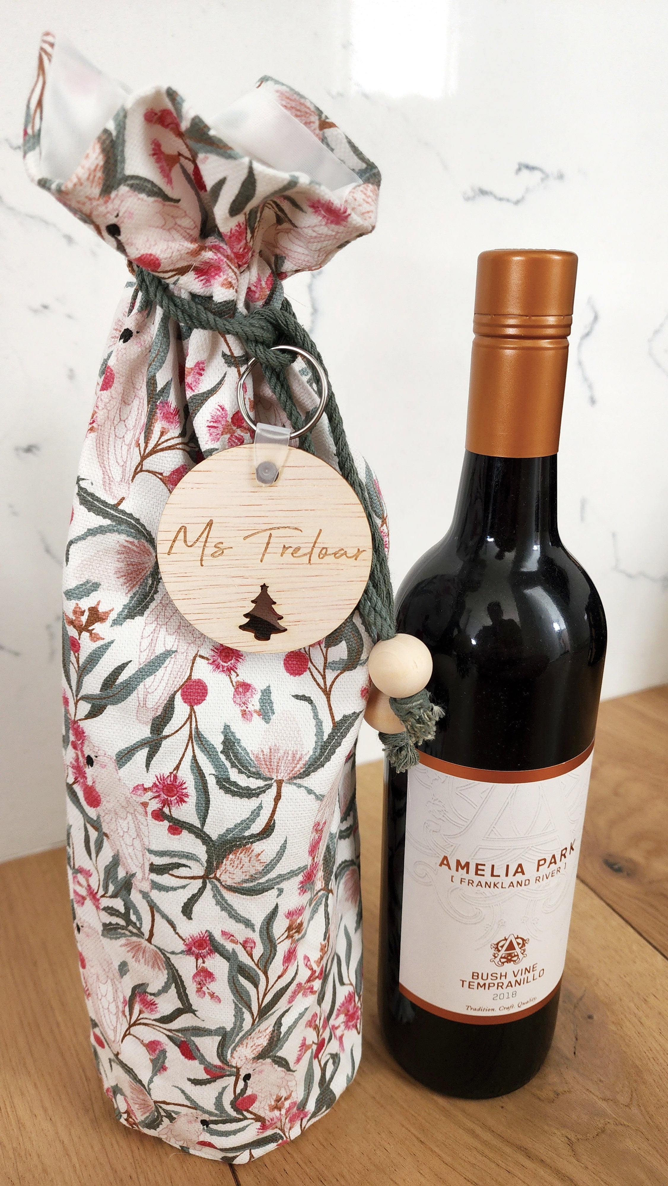 Wine Bottle Gift Bag with Keyring