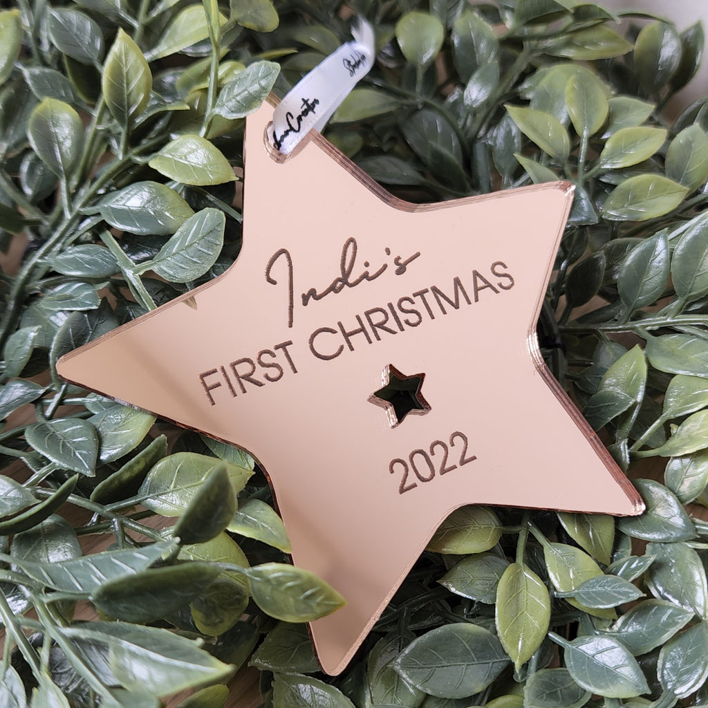 Personalised Star Christmas Decoration (First Christmas)