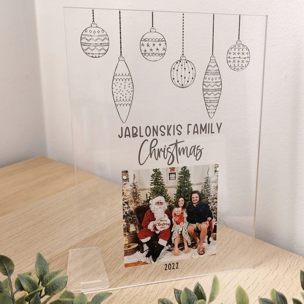 Printed Christmas Photo Plaque - Hanging Baubles