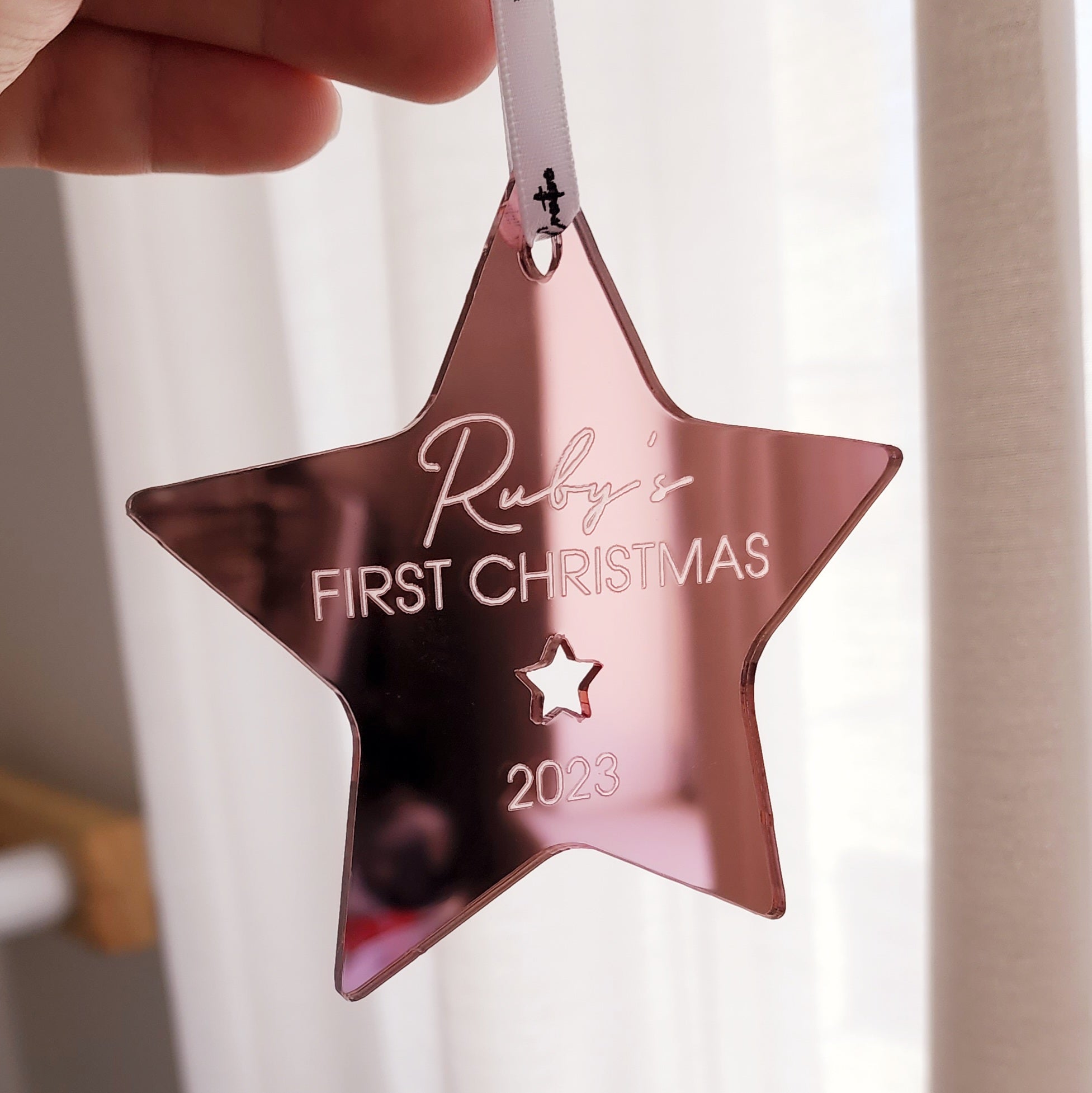 Personalised Star Christmas Decoration (First Christmas)