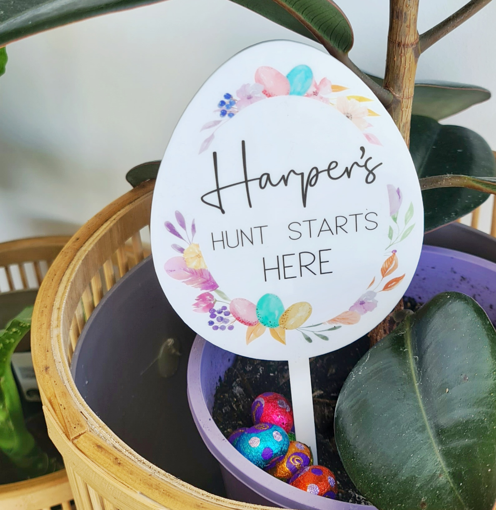 Egg Hunt Sign - Acrylic Egg Wreath Design