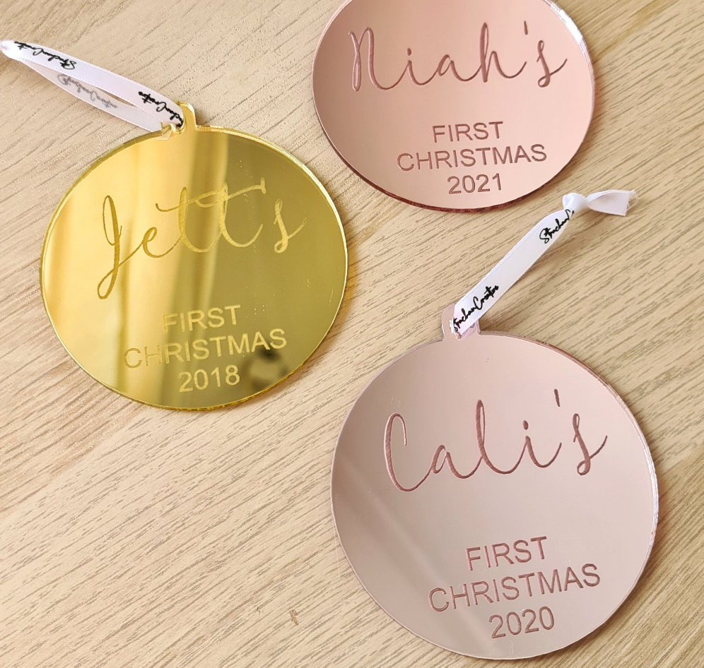 Personalised Christmas Bauble - Style #1 (First Christmas)