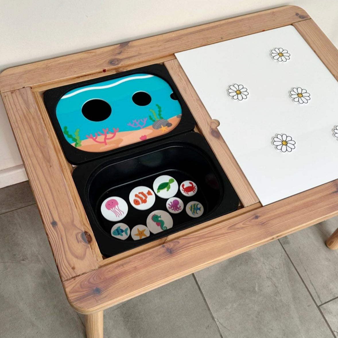 Under The Sea - Size Sorting & Conversation - insert for Trofast Flisat or Kmart Table