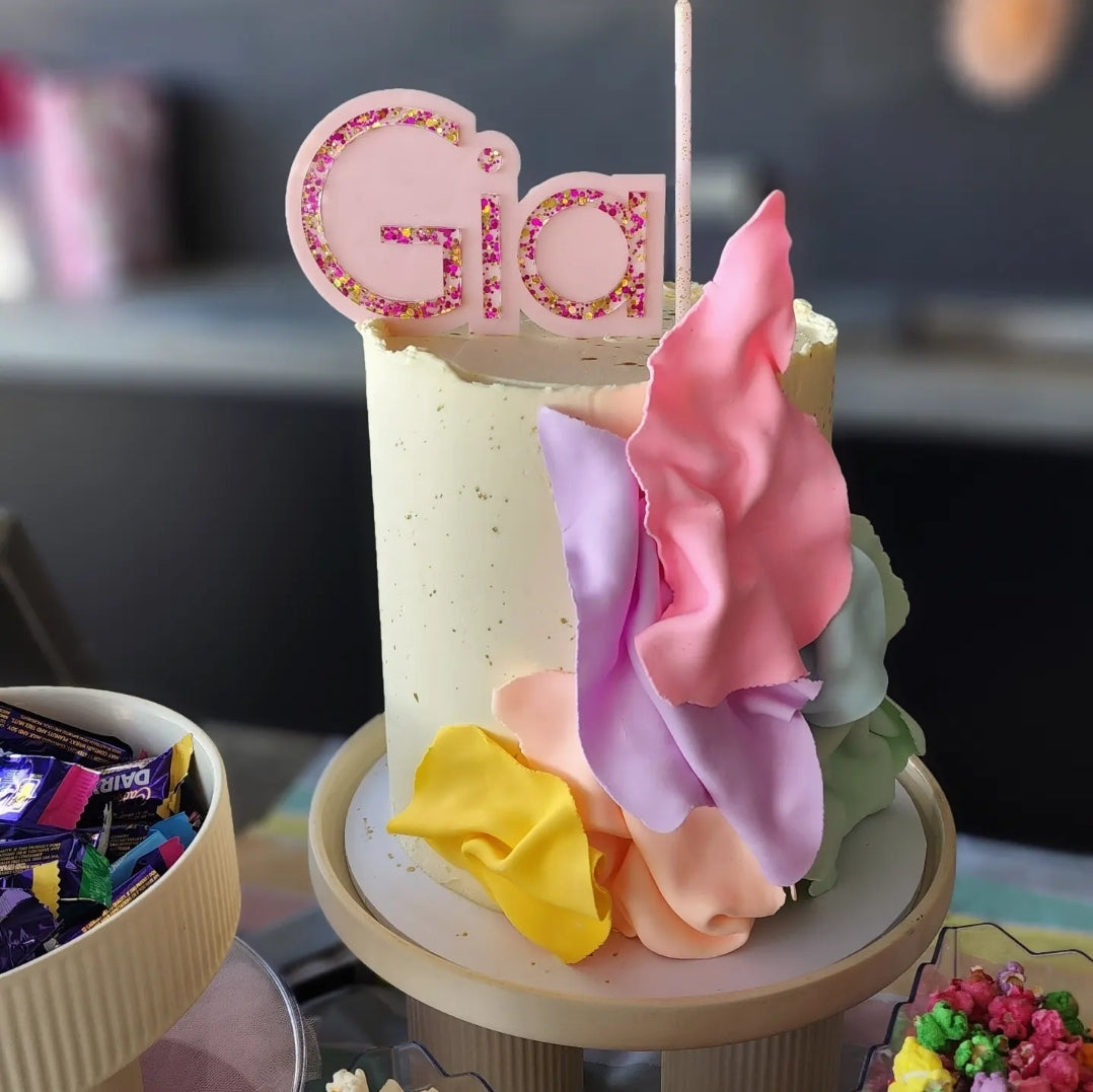 2 Layer Cake Topper - ONE NAME / WORD ONLY