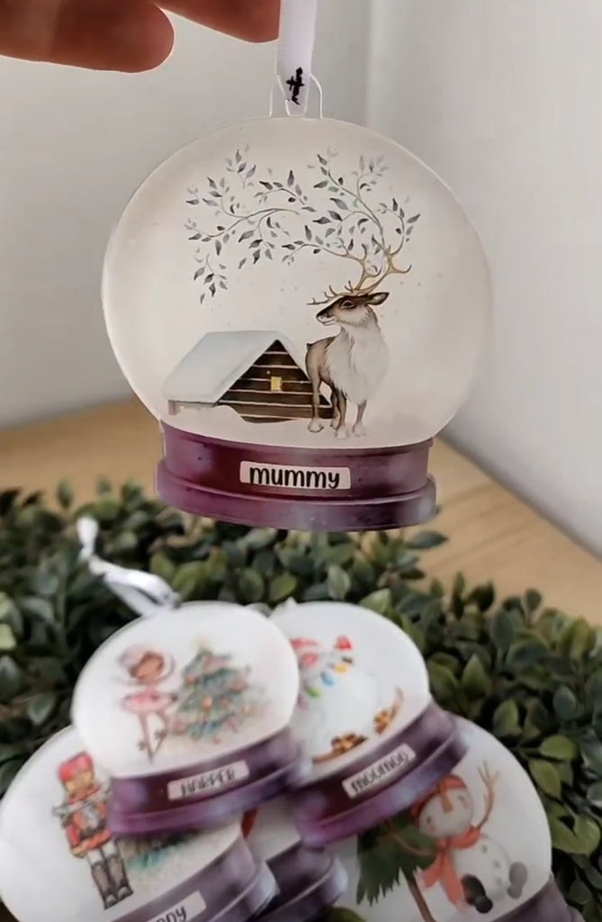 Vintage Personalised Snow Globe Christmas Bauble (various designs)