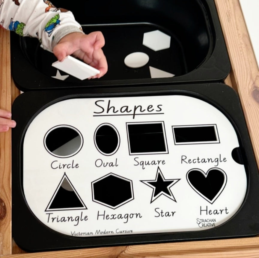 Shapes - Sorting & Tracing - insert for Trofast Flisat or Kmart Table