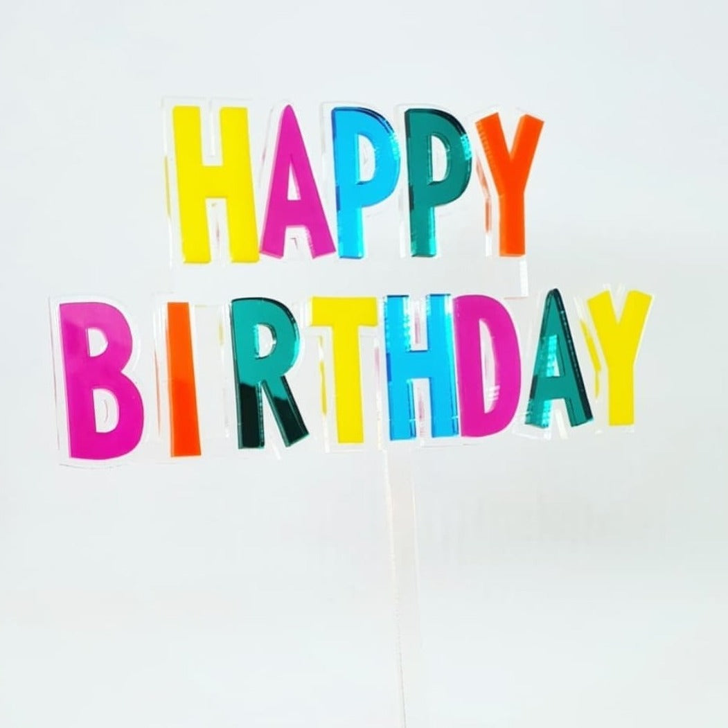 Floating Rainbow Happy Birthday Cake Topper