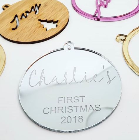 Personalised Christmas Bauble - Style #1 (First Christmas)